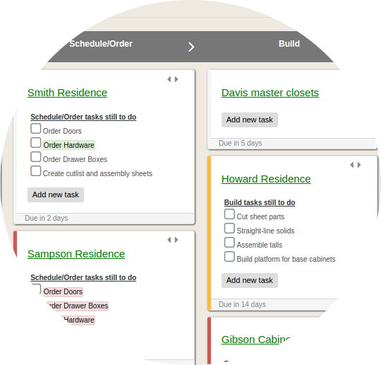 Cabinet shop jobs progress
